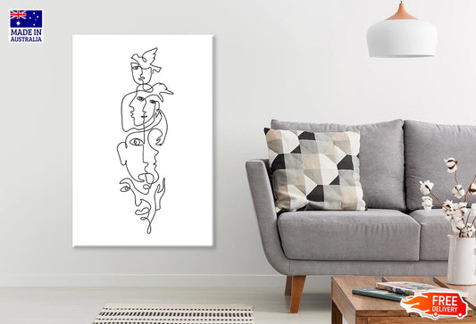 Human Faces Line Art Design Print 100% Australian Made Stretched Canvas Ready to Hang - 1824