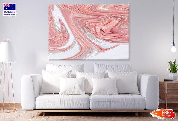 White & Pink Fluid Abstract Art Print 100% Australian Made Stretched Canvas Ready to Hang - 1144