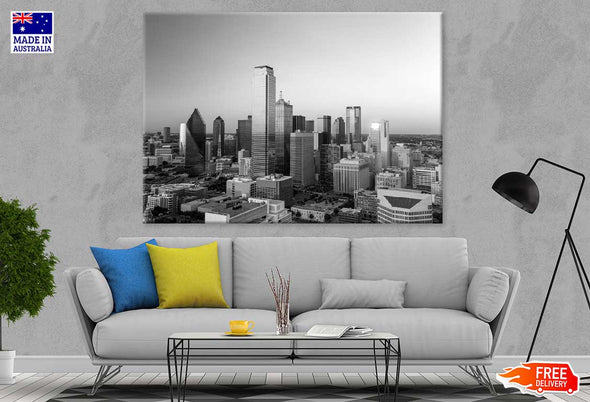 Downtown Dallas B&W Photograph Print 100% Australian Made Stretched Canvas Ready to Hang - 1493