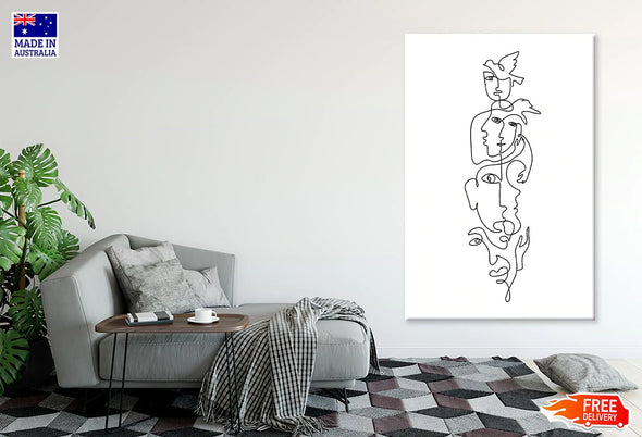 Human Faces Line Art Design Print 100% Australian Made Stretched Canvas Ready to Hang - 1824