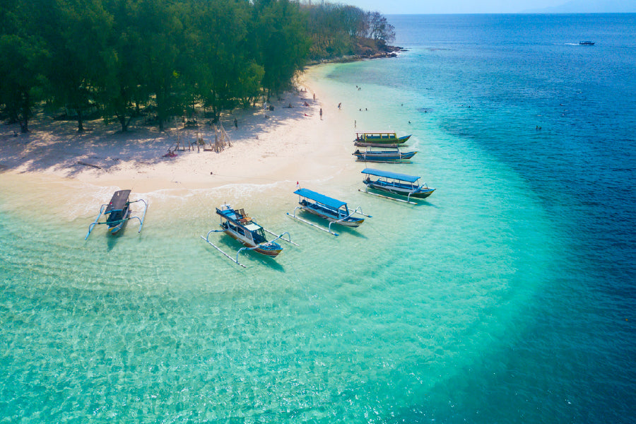 Lombok Island View Indonesia Print 100% Australian Made Stretched Canvas Ready to Hang - 1393