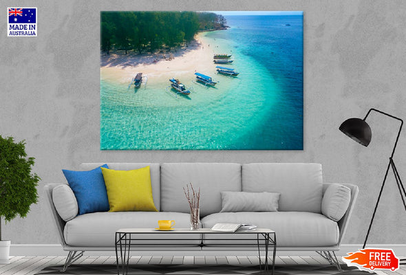 Lombok Island View Indonesia Print 100% Australian Made Stretched Canvas Ready to Hang - 1393