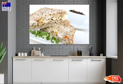 Brown Bread Sandwich Closeup Photograph Print 100% Australian Made Stretched Canvas Ready to Hang - 2027