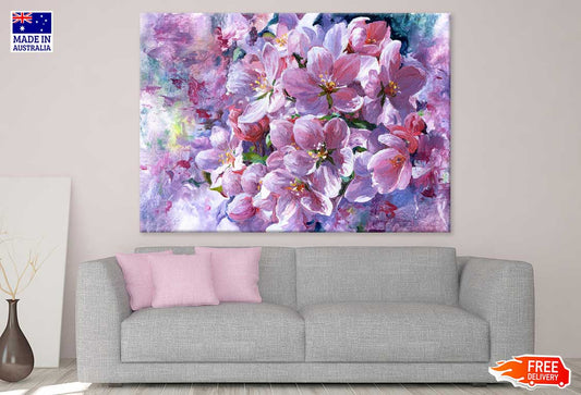 Purple Flowers Watercolor Art Print 100% Australian Made Stretched Canvas Ready to Hang - 1595