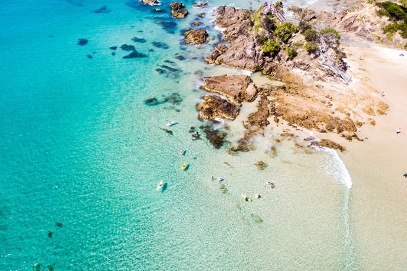 Sea & Rocks Aerial View Photograph Print 100% Australian Made Stretched Canvas Ready to Hang - 1395