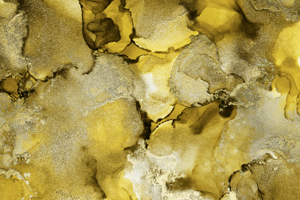 Yellow Gold Alcohol Ink Abstract Print 100% Australian Made Stretched Canvas Ready to Hang - 1148