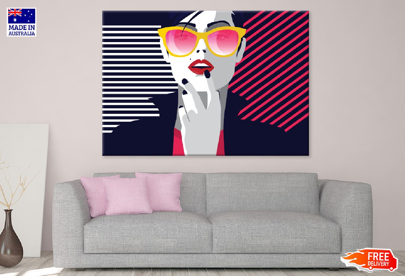 Fashion Woman in Style Vector Art Print 100% Australian Made Stretched Canvas Ready to Hang - 1333