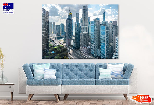 Chicago Downtown City Photograph Print 100% Australian Made Stretched Canvas Ready to Hang - 1497