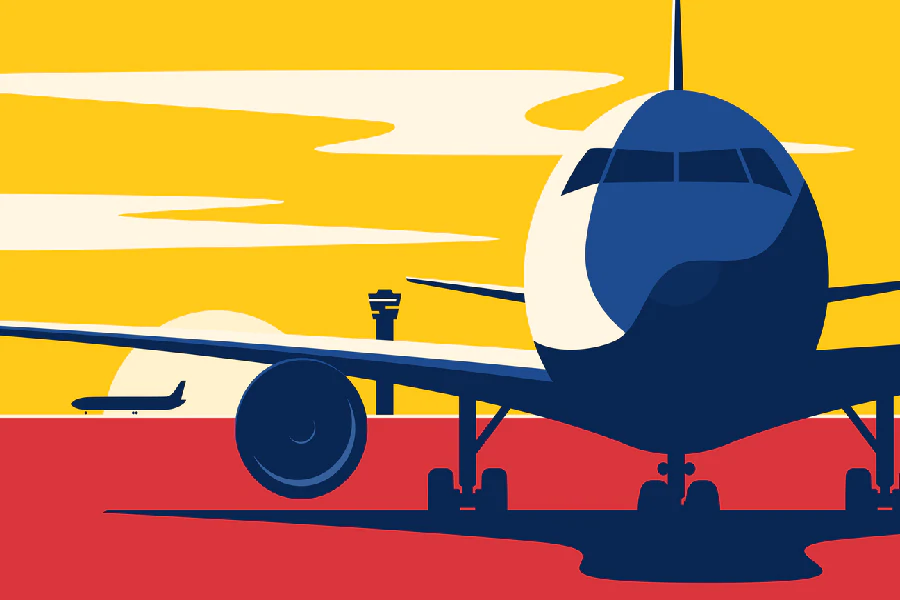 Flights Vector Art Illustration Pop Arts & Comic Poster Print 100% Australian Made Stretched Canvas Ready to Hang - 2130