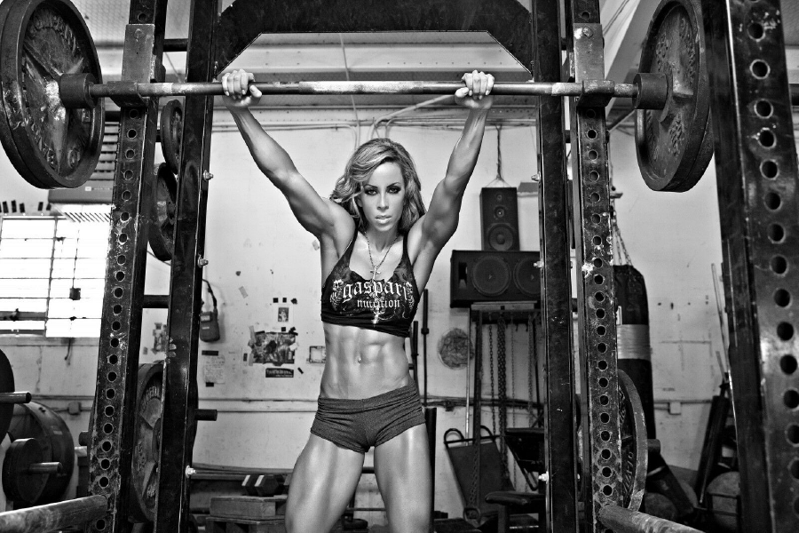 Fit Girl Posing in Gym B&W Photograph Print 100% Australian Made Stretched Canvas Ready to Hang - 2230