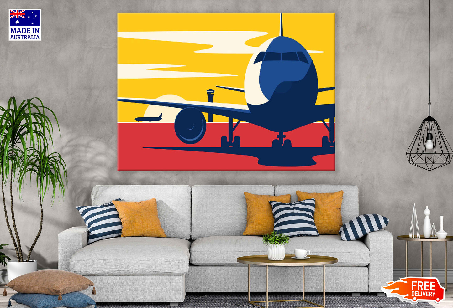 Flights Vector Art Illustration Pop Arts & Comic Poster Print 100% Australian Made Stretched Canvas Ready to Hang - 2130