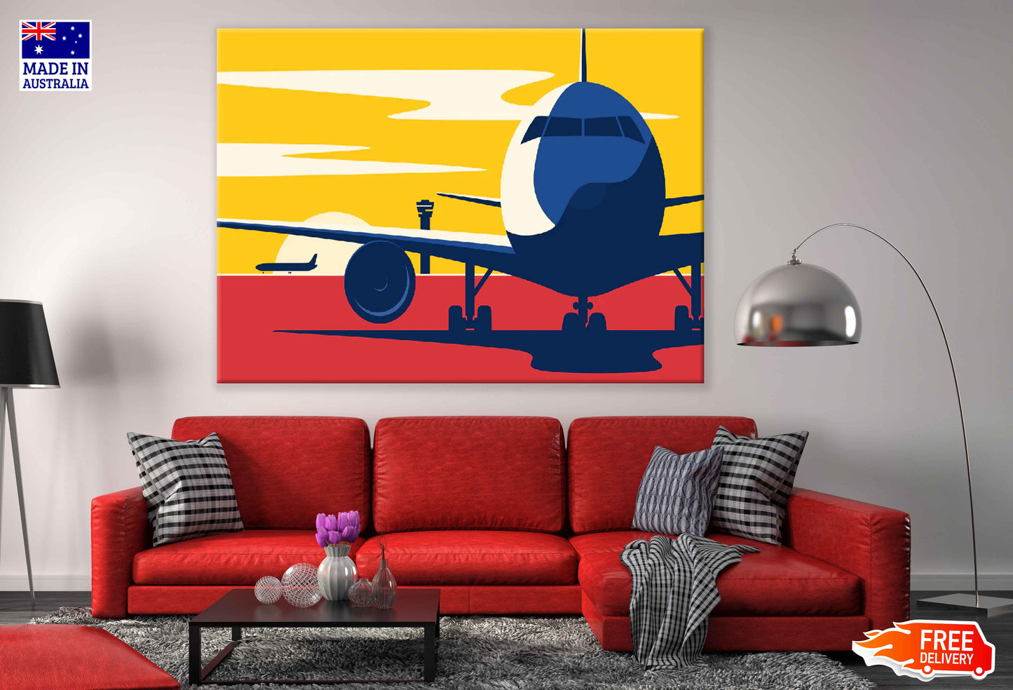 Flights Vector Art Illustration Pop Arts & Comic Poster Print 100% Australian Made Stretched Canvas Ready to Hang - 2130