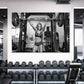 Fit Girl Posing in Gym B&W Photograph Print 100% Australian Made Stretched Canvas Ready to Hang - 2230