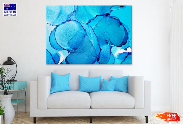 Blue Alcohol Ink Abstract Design Print 100% Australian Made Stretched Canvas Ready to Hang - 1149