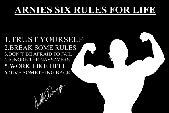 Arnies Six Rules For Life B&W Print 100% Australian Made Stretched Canvas Ready to Hang - 2231