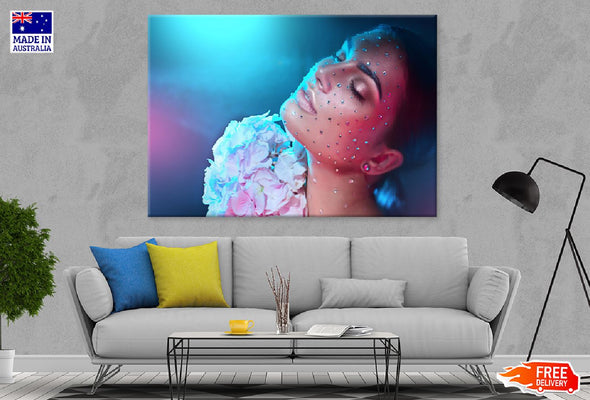 Woman Decorated with Gem Stones Print 100% Australian Made Stretched Canvas Ready to Hang - 1335