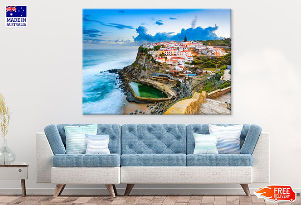 Azenhas do Mar Town View Portugal Print 100% Australian Made Stretched Canvas Ready to Hang - 1499