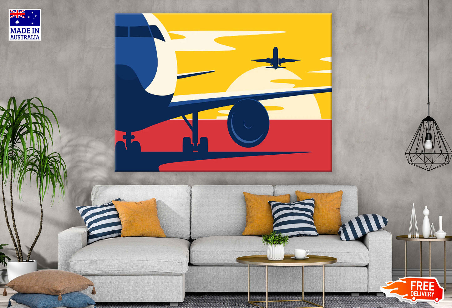 Flights Vector Art Illustration Pop Arts & Comic Poster Print 100% Australian Made Stretched Canvas Ready to Hang - 2131