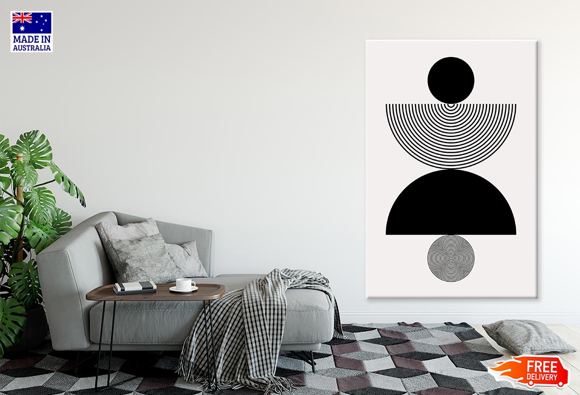 Circle Shape Line Art Design Print 100% Australian Made Stretched Canvas Ready to Hang - 1830