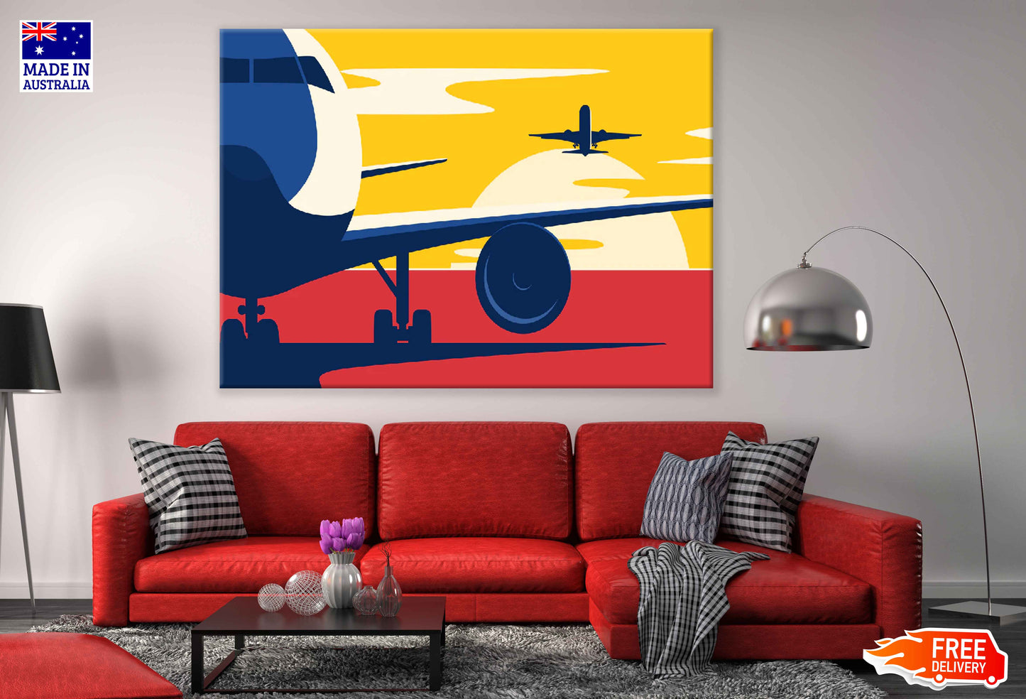 Flights Vector Art Illustration Pop Arts & Comic Poster Print 100% Australian Made Stretched Canvas Ready to Hang - 2131