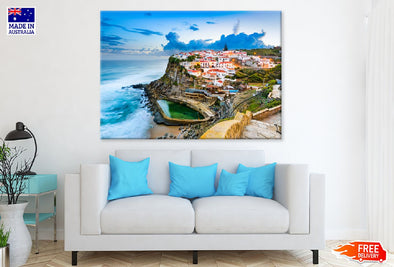 Azenhas do Mar Town View Portugal Print 100% Australian Made Stretched Canvas Ready to Hang - 1499