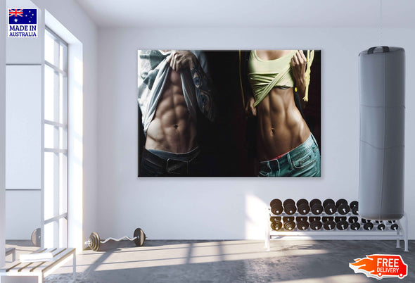 Fit Couple Closeup Posing Photograph Print 100% Australian Made Stretched Canvas Ready to Hang - 2232