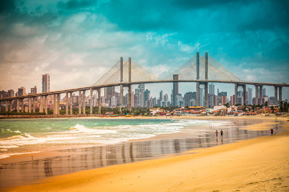 Navarro Bridge Sea View Brazil Print 100% Australian Made Stretched Canvas Ready to Hang - 1500