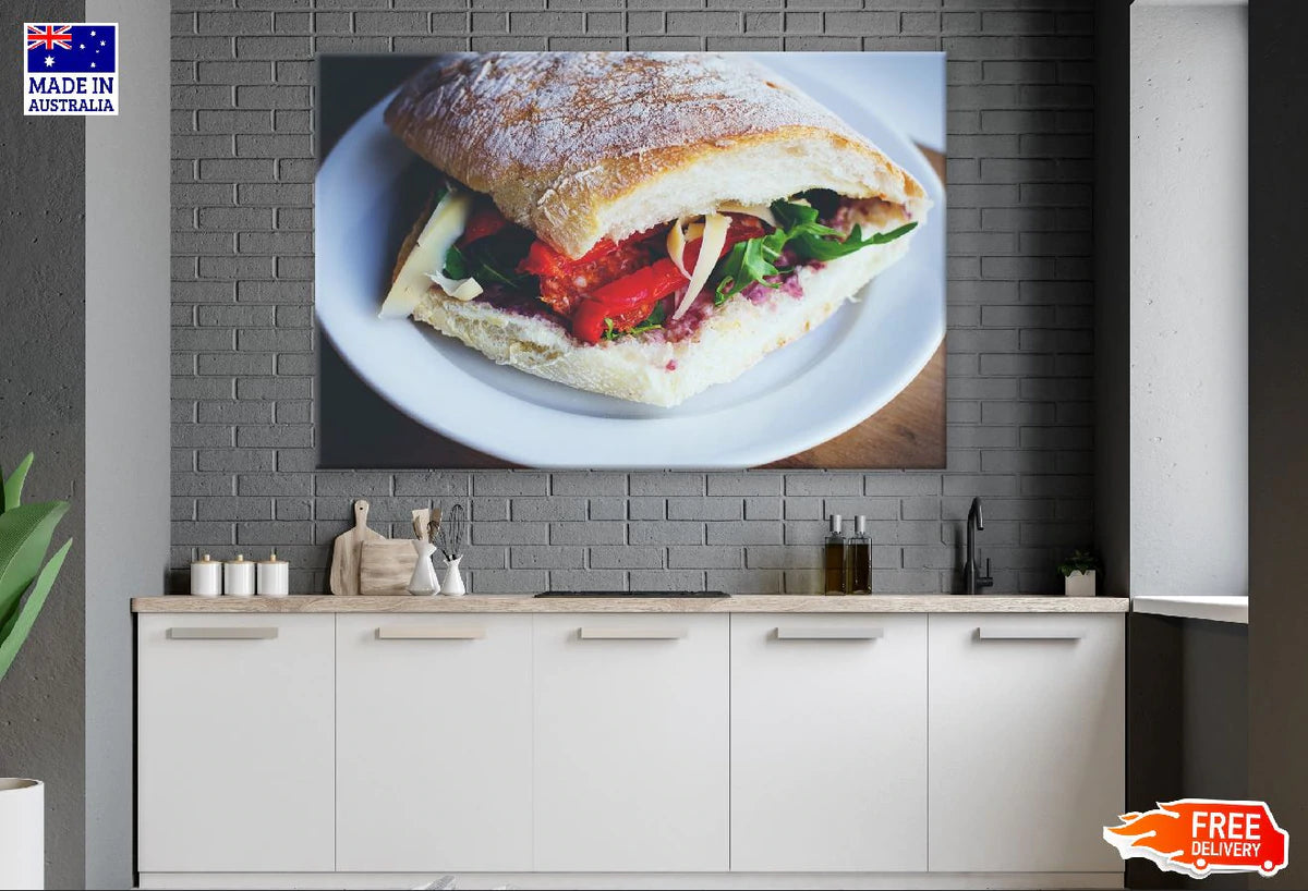 Jambon Beurre Sandwich Closeup Photograph Print 100% Australian Made Stretched Canvas Ready to Hang - 2032