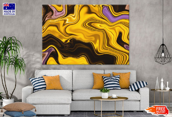 Brown Yellow & Pink Abstract Art Print 100% Australian Made Stretched Canvas Ready to Hang - 1151