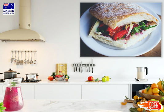 Jambon Beurre Sandwich Closeup Photograph Print 100% Australian Made Stretched Canvas Ready to Hang - 2032