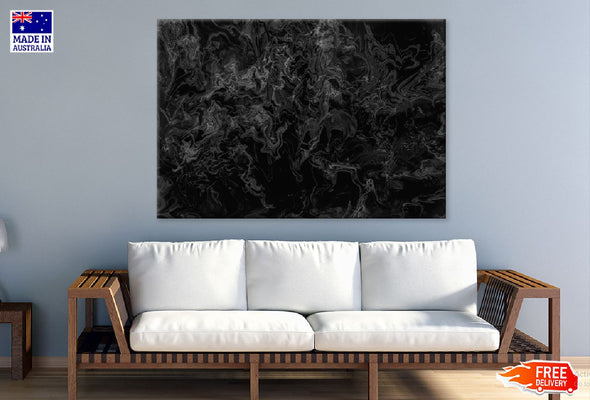 Abstract Black Grey Marble Design Print 100% Australian Made Stretched Canvas Ready to Hang - 1106