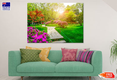 Autumn Trees Green Park View Print 100% Australian Made Stretched Canvas Ready to Hang - 1684