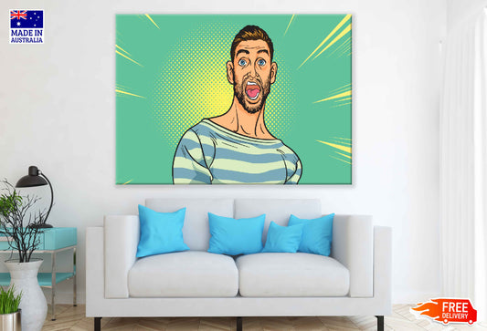 Screaming Man Vector Design Pop Arts & Comic Poster Print 100% Australian Made Stretched Canvas Ready to Hang - 2087