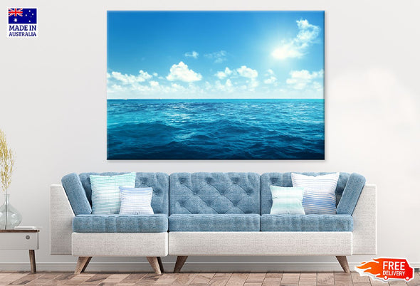 Sea & Blue Sky View Photograph Print 100% Australian Made Stretched Canvas Ready to Hang - 1354