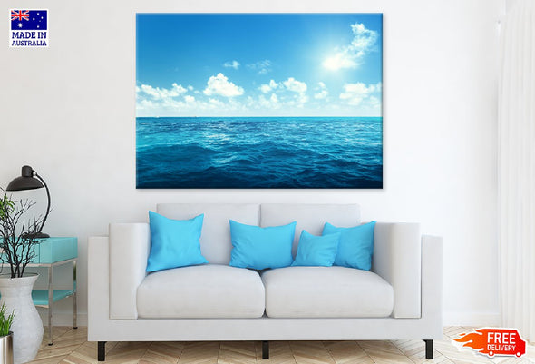 Sea & Blue Sky View Photograph Print 100% Australian Made Stretched Canvas Ready to Hang - 1354