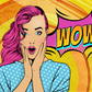 WOW Quote & Surprised Girl Illustration Pop Arts & Comic Poster Print 100% Australian Made Stretched Canvas Ready to Hang - 2133