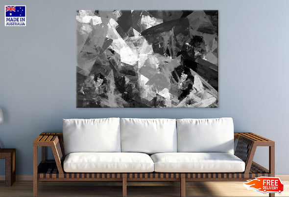 Black & White Paint Abstract Art Print 100% Australian Made Stretched Canvas Ready to Hang - 1152