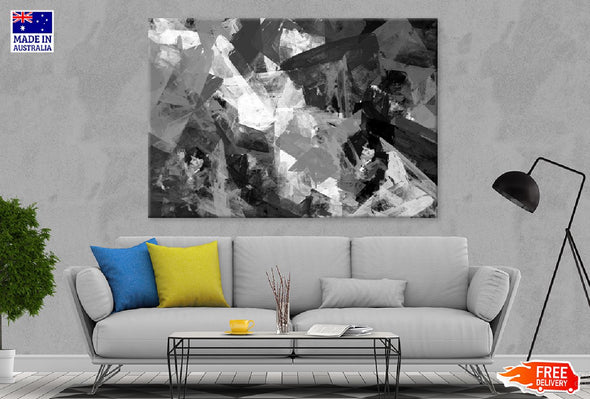 Black & White Paint Abstract Art Print 100% Australian Made Stretched Canvas Ready to Hang - 1152