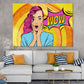 WOW Quote & Surprised Girl Illustration Pop Arts & Comic Poster Print 100% Australian Made Stretched Canvas Ready to Hang - 2133