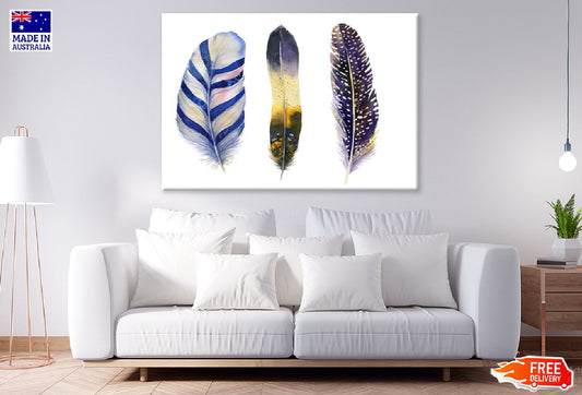 Native FeatherS Watercolor Painting Print 100% Australian Made Stretched Canvas Ready to Hang - 1933