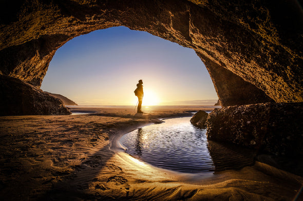 Beach View From Cave Sunset Print 100% Australian Made Stretched Canvas Ready to Hang - 1400