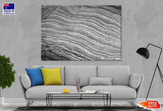 Dark Grey Marble Abstract Design Print 100% Australian Made Stretched Canvas Ready to Hang - 1153