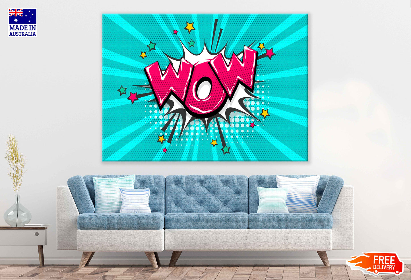 WOW Chat Bubble Illustration Design Pop Arts & Comic Poster Print 100% Australian Made Stretched Canvas Ready to Hang - 2134