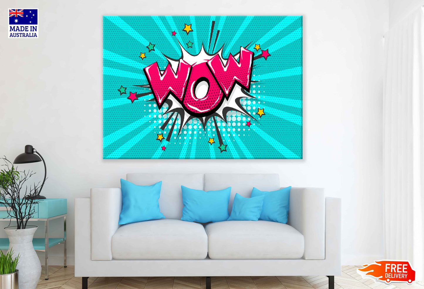 WOW Chat Bubble Illustration Design Pop Arts & Comic Poster Print 100% Australian Made Stretched Canvas Ready to Hang - 2134