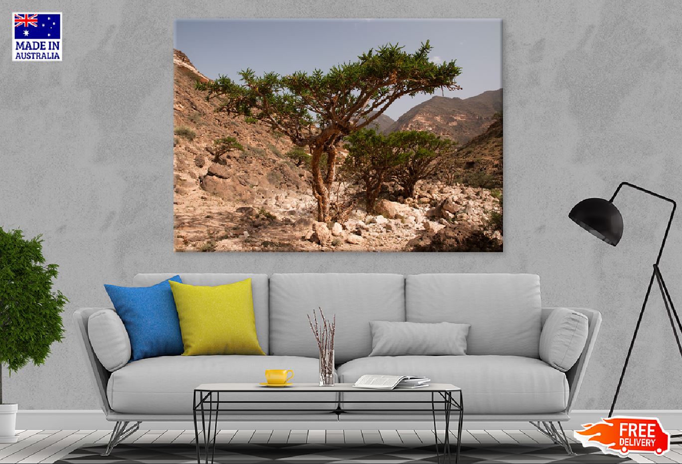 Frankincense Tree in Mountain Print 100% Australian Made Stretched Canvas Ready to Hang - 1731