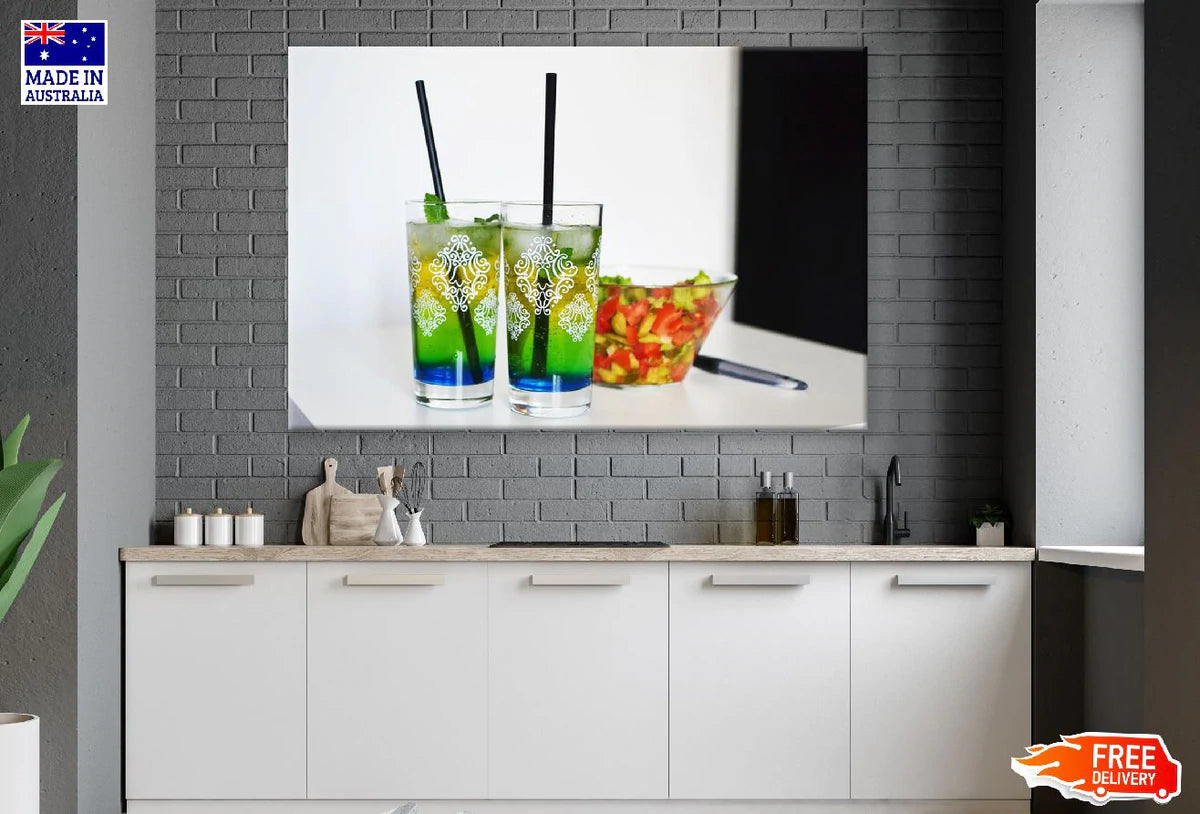 Cocktail Glasses & Fruit Salad Photograph Print 100% Australian Made Stretched Canvas Ready to Hang - 2034