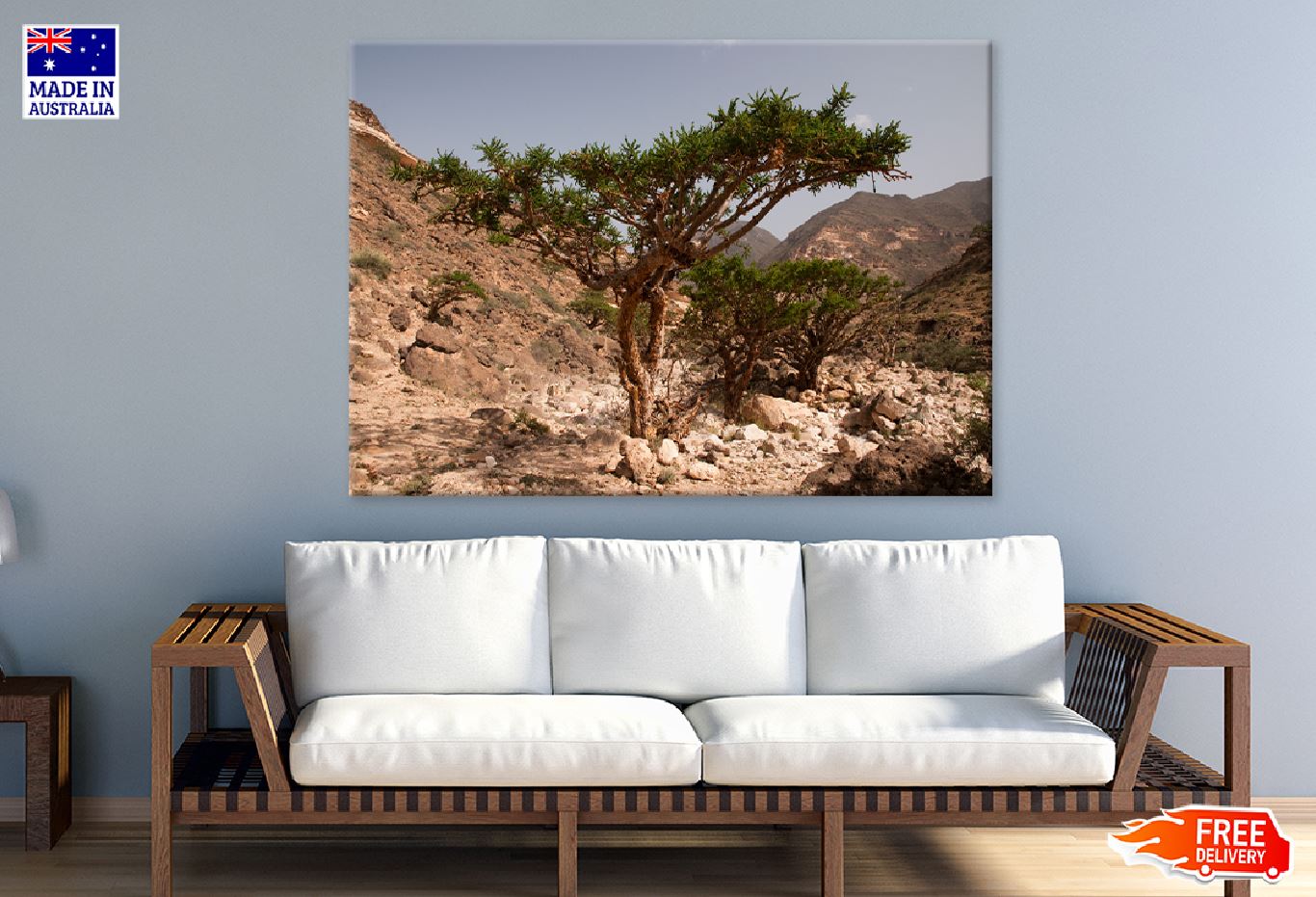 Frankincense Tree in Mountain Print 100% Australian Made Stretched Canvas Ready to Hang - 1731