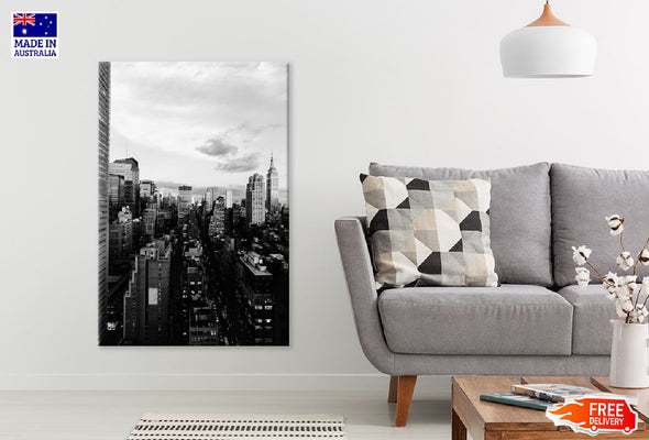 New York City Building B&W View Print 100% Australian Made Stretched Canvas Ready to Hang - 1503