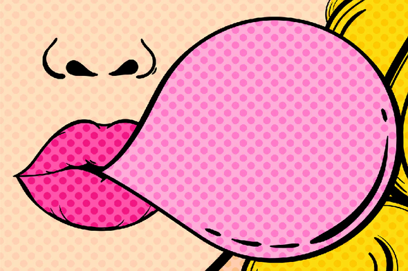 Girl & Bubble Gum Illustration Pop Arts & Comic Poster Print 100% Australian Made Stretched Canvas Ready to Hang - 2135