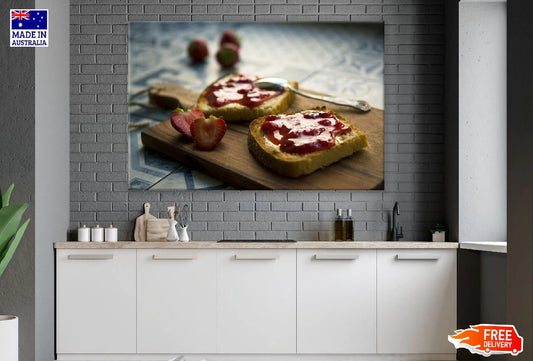 Strawberry Jam on Toast Photograph Print 100% Australian Made Stretched Canvas Ready to Hang - 2035